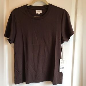 NWT MATE the LABEL Organic Cotton Women's Classic Tee USA Made Maple Brown Sz M